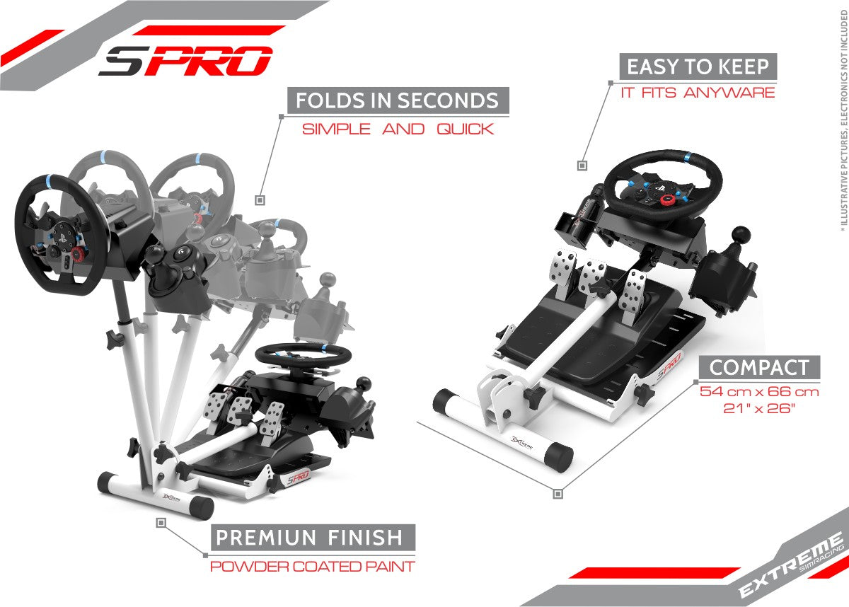Extreme Sim Racing S-Pro Wheel Stand - White Edition Pro